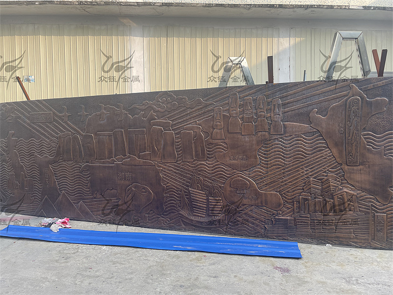 锻铜浮雕壁画 酒店大堂背景墙效果惟妙惟肖