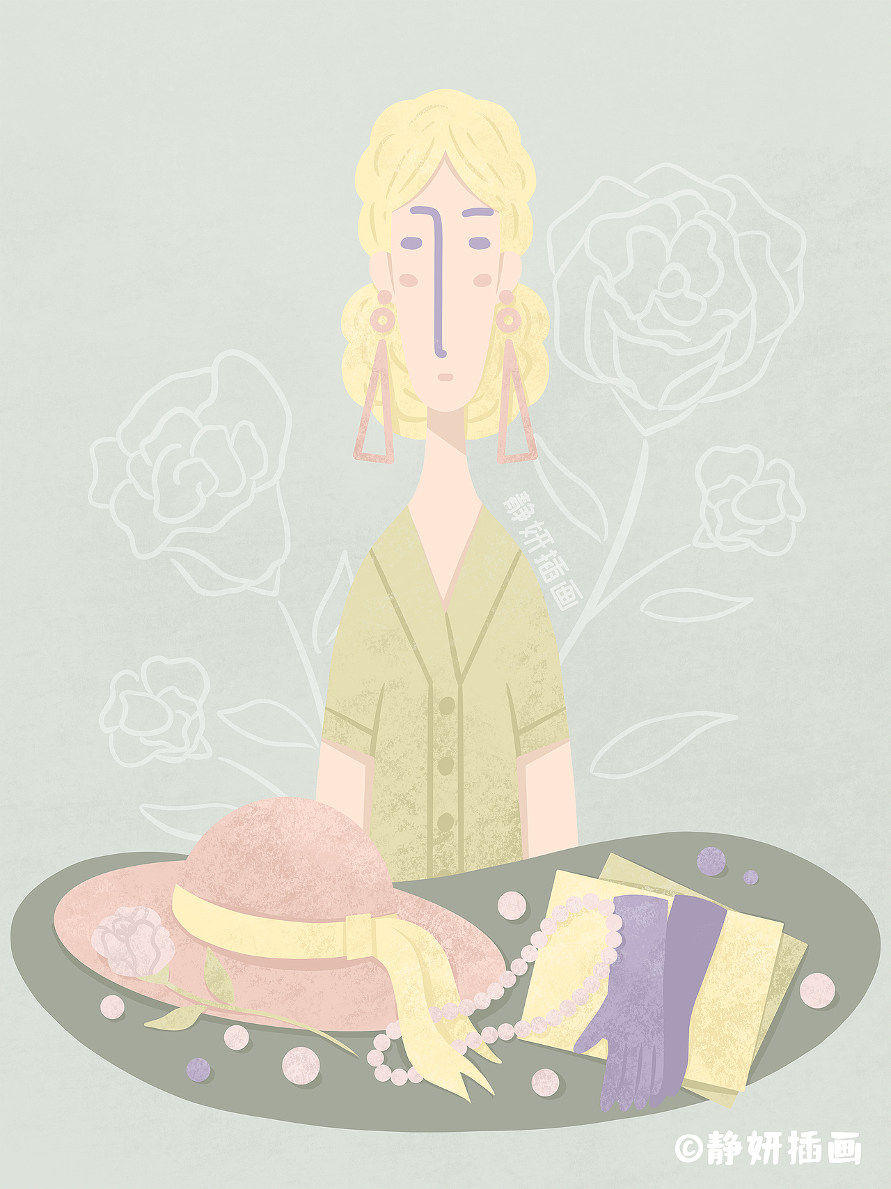 优雅女士系列插画（图ZMzAyODc3ODg4） - 商业插画 - 站酷设计师静妍插画原创素材 - 站酷ZCOOL