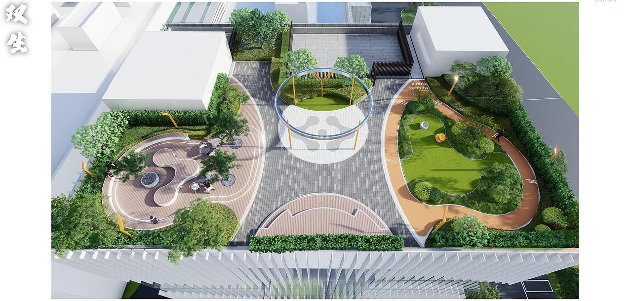 现代简约办公区,屋顶花园景观设计