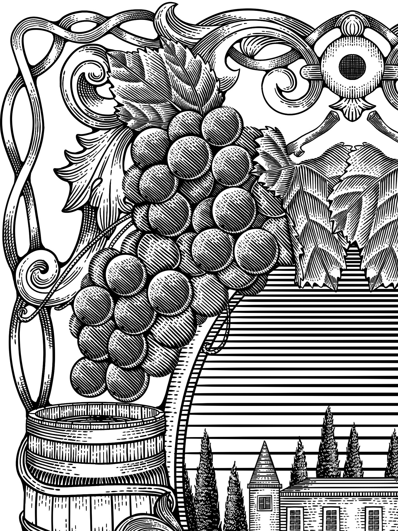 葡萄酒包装版画