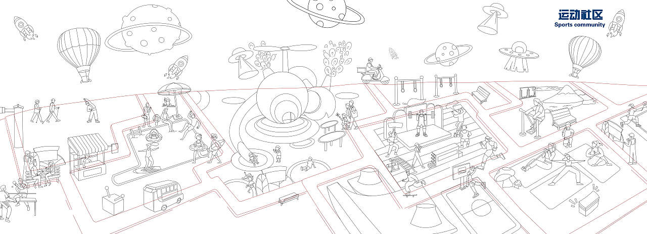 运动社区地图类插画（图ZMzI3NTg4OTYw） - 商业插画 - 站酷设计师胖虎与广志原创素材 - 站酷ZCOOL