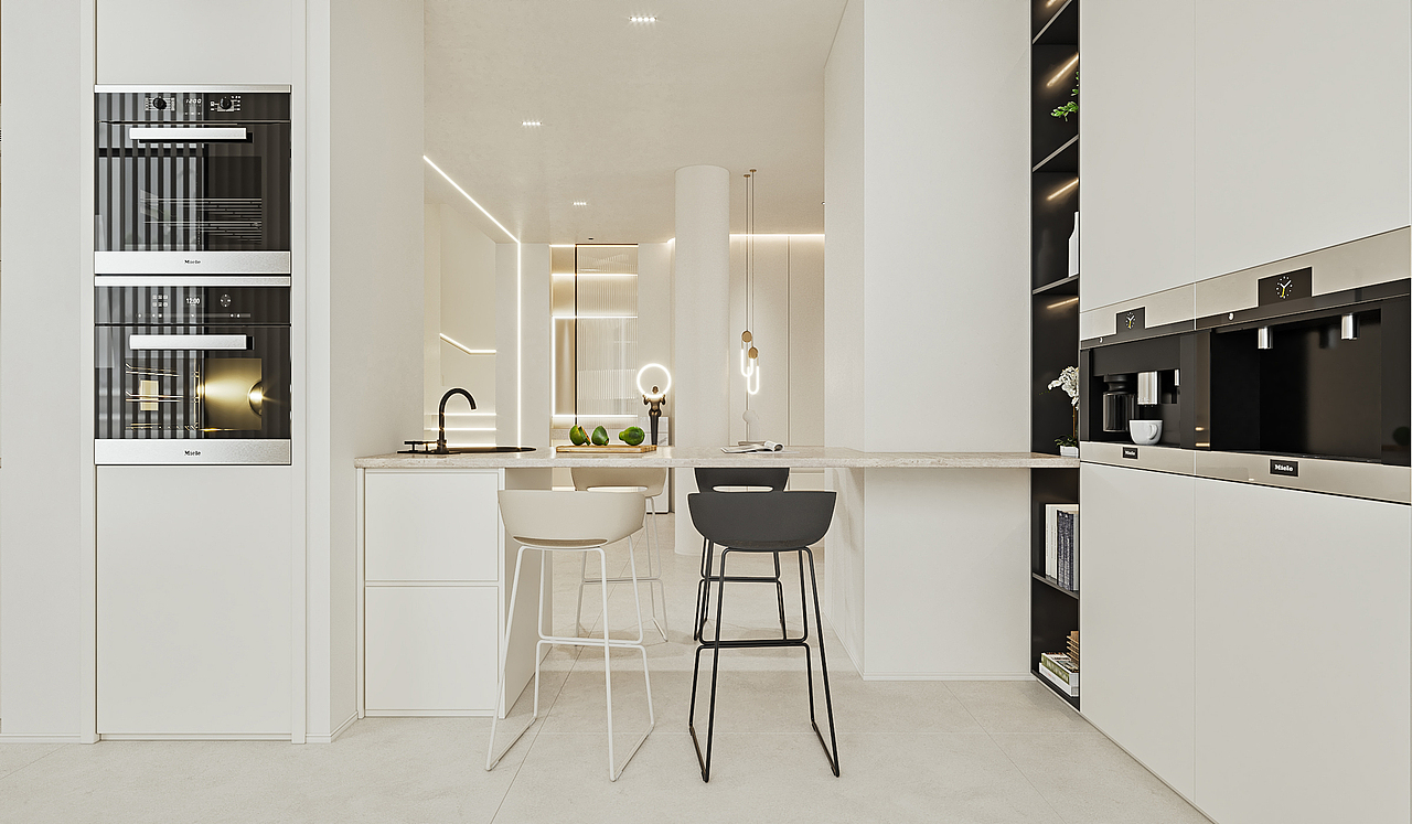 现代极简奶油跃层（图ZMzQ0NDIxNjI4） - 家装设计 - 站酷设计师A大连绘图员皓皓原创素材 - 站酷ZCOOL