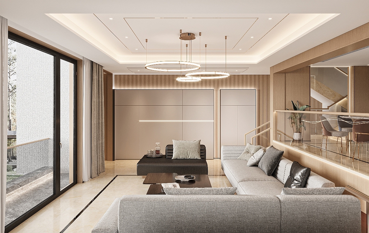 暖色系现代轻奢客餐厅（图ZMzU5OTA3MjQ0） - 家装设计 - 站酷设计师柚子05原创素材 - 站酷ZCOOL