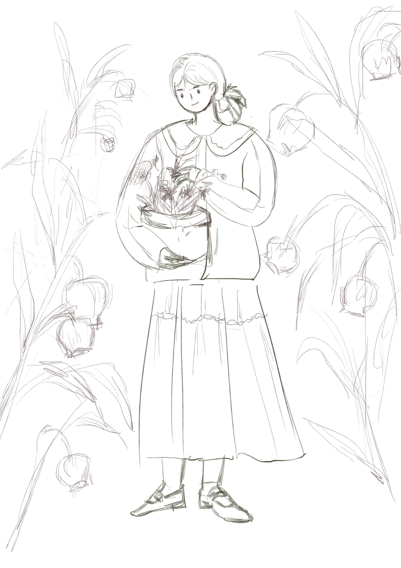 100-1 照片转插画 秋季穿搭小姐姐