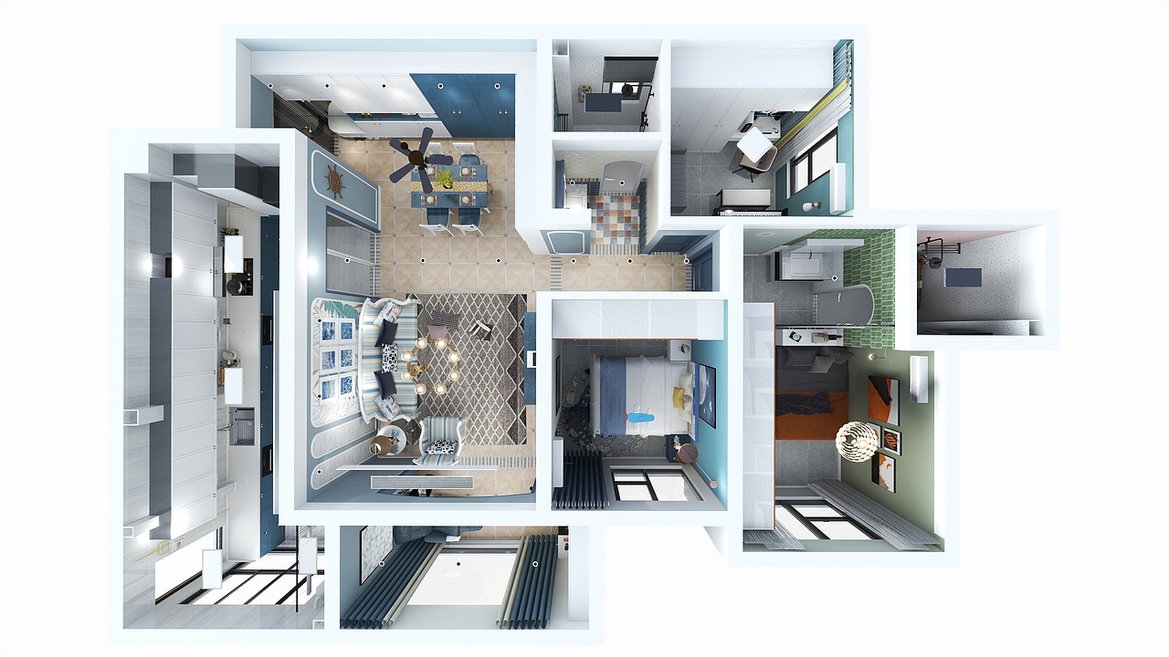 四川岳池御龙湾（111平方地中海三居室）（图ZMzE2ODgxODU2） - 家装设计 - 站酷设计师设计师成爽原创素材 - 站酷ZCOOL