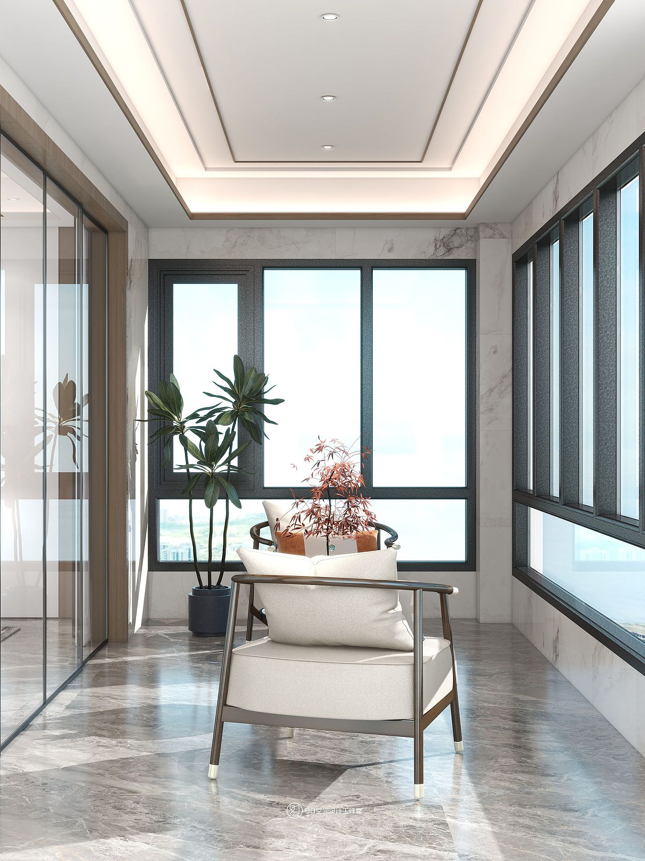 90空间设计∣260㎡,对称布局+水墨画搭配出的中式浪漫