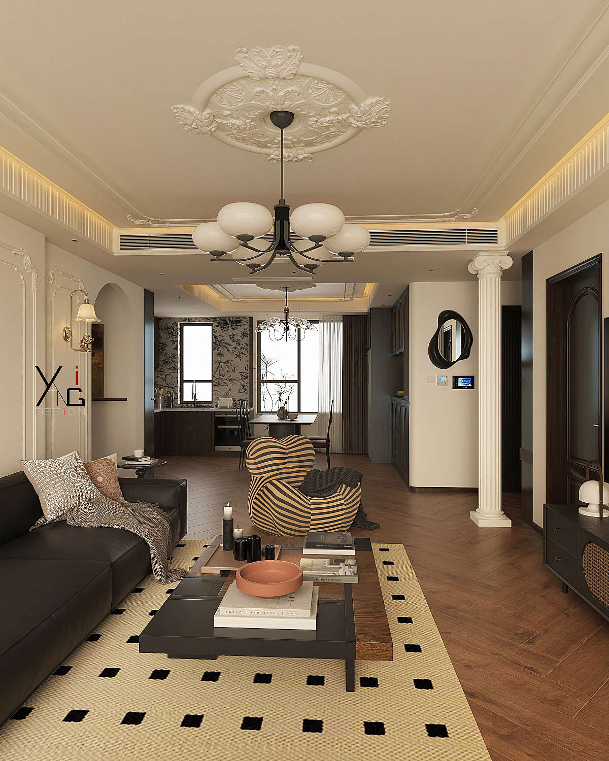 焦糖色177平米法式复古/硬装才十五万