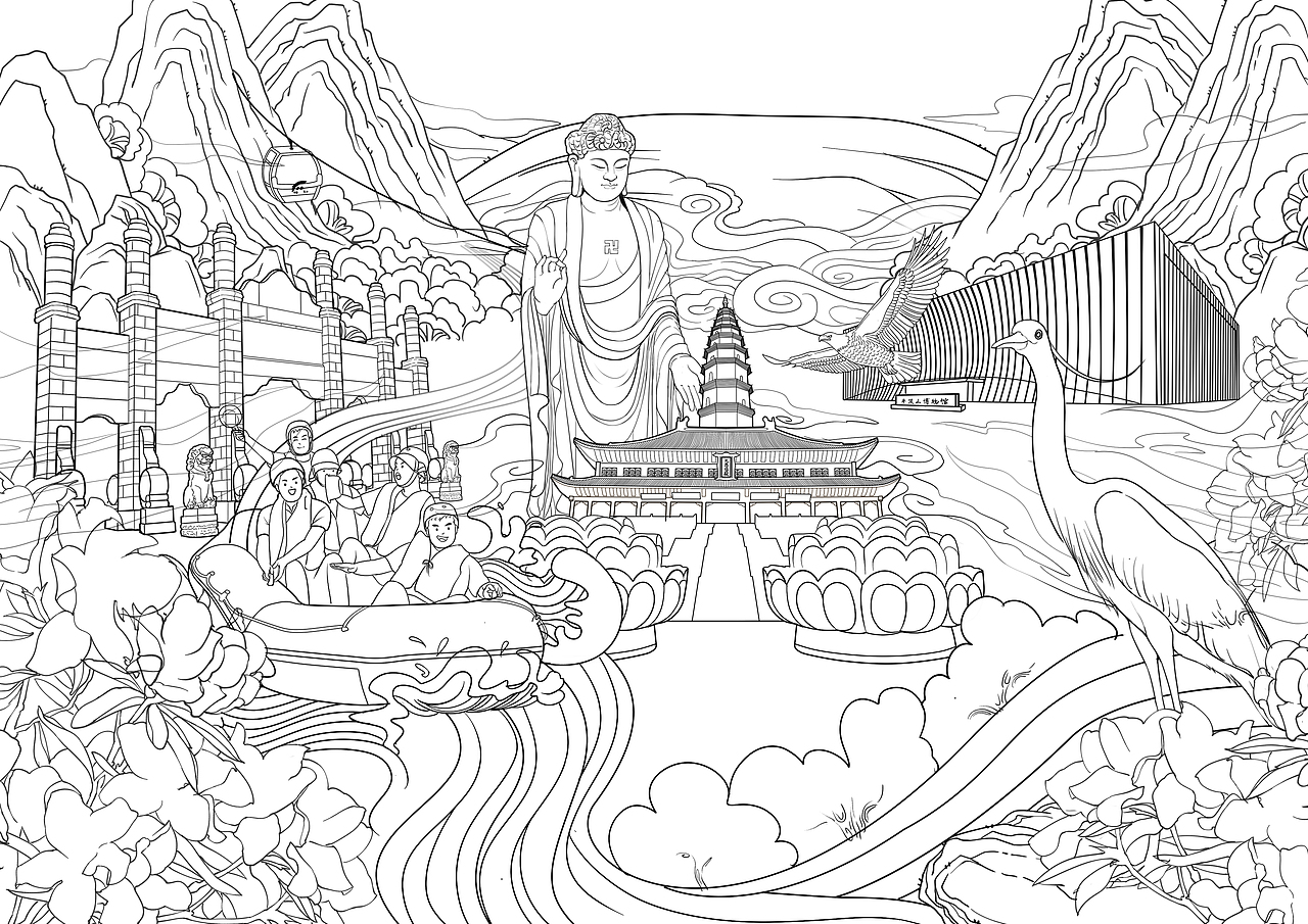 原创城市插画|畅游鹰城