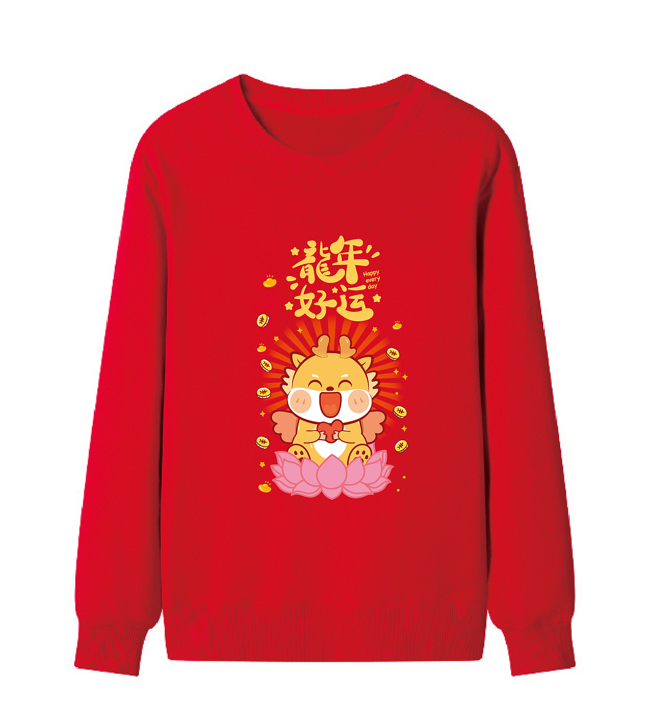 小飞龙IP龙年服饰新年衣服卫衣T恤生肖服饰红色烫画