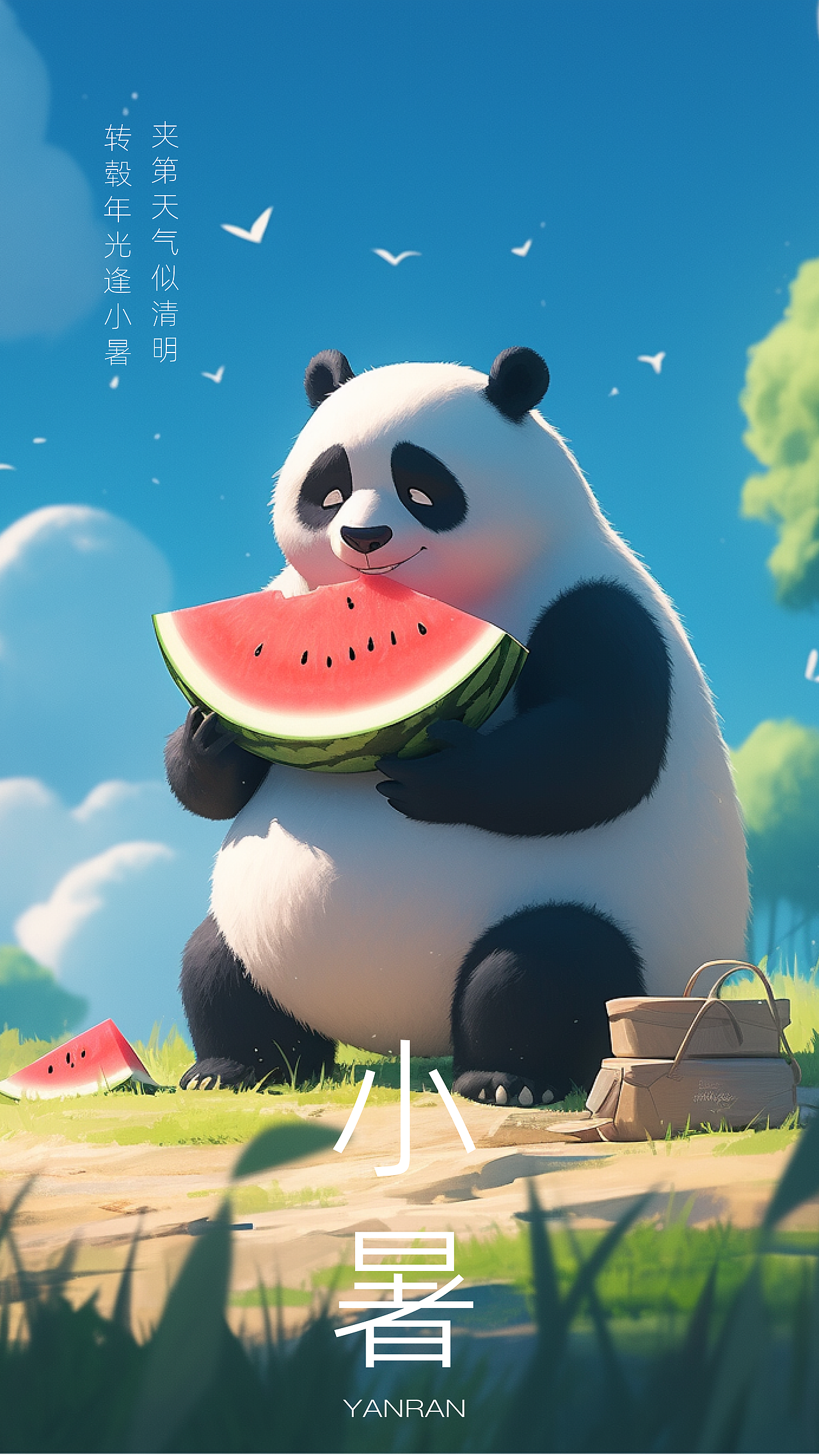 熊猫主题-24节气插画