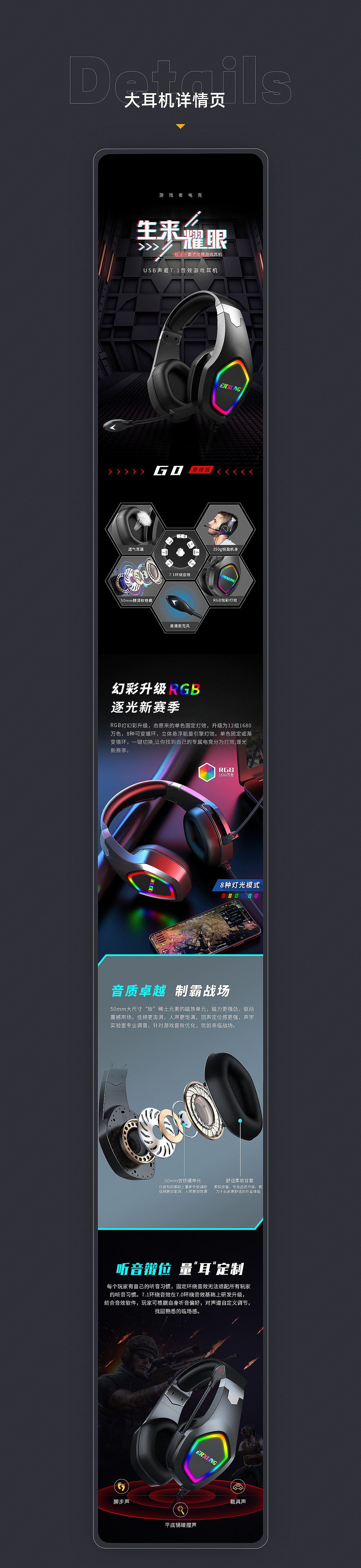 游戏耳机详情页 电商耳机套图设计 拍摄后期修饰（图ZMzYwNzE1MTM2） - 海报 - 站酷设计师德云小可爱原创素材 - 站酷ZCOOL