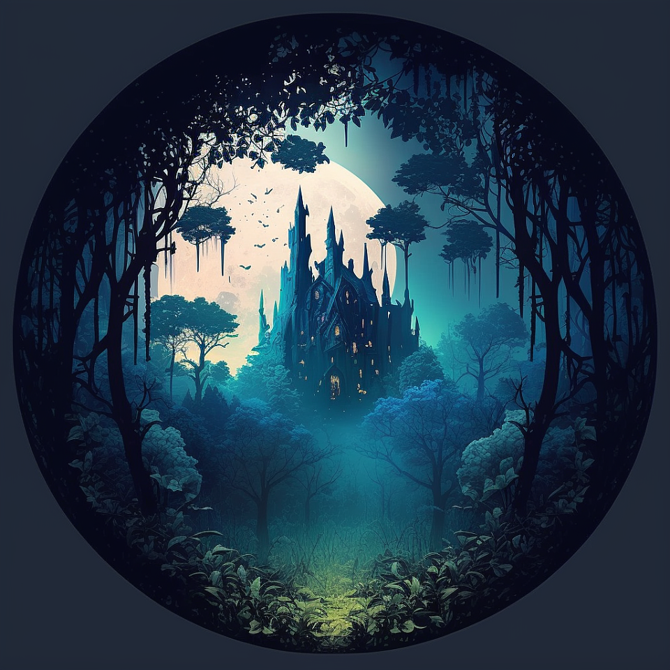 《幽森古堡》-AI绘画(Midjourney)（图ZMzM4ODQyOTcy） - AI作品 - 站酷设计师Jocelyn303原创素材 - 站酷ZCOOL