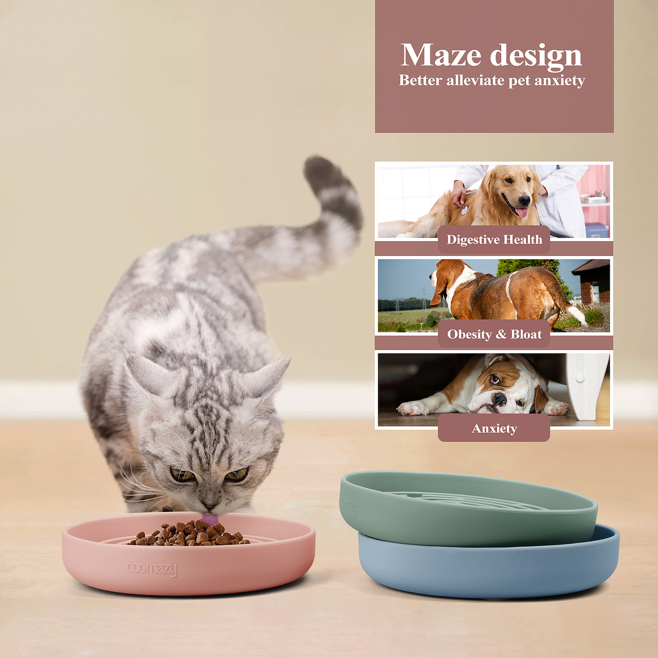 亚马逊 宠物 喂食碗硅胶碗狗盆狗碗