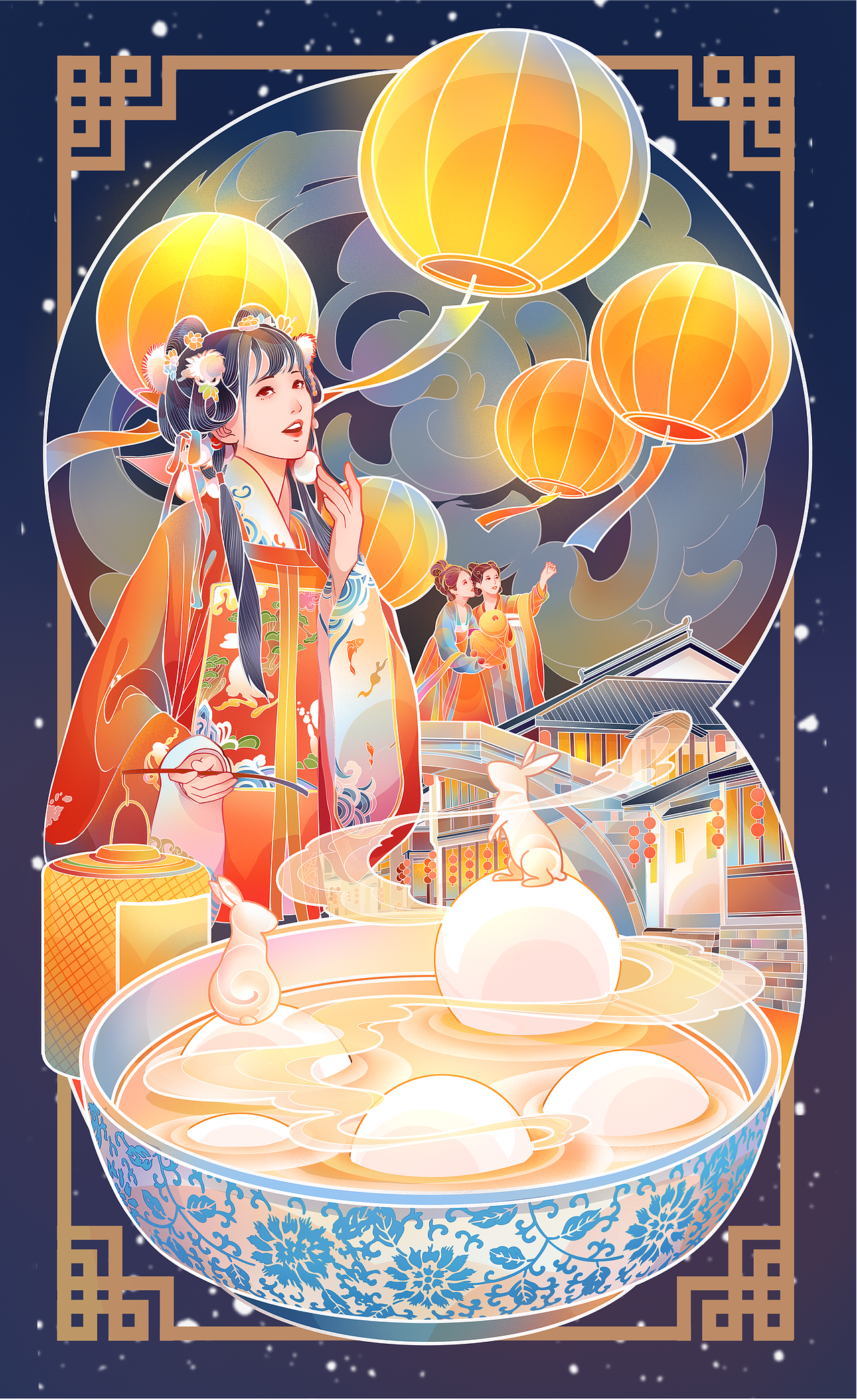 圆圆元宵，祝福为勺（图ZMzI5MzY2NDE2） - 商业插画 - 站酷设计师自由尽头原创素材 - 站酷ZCOOL