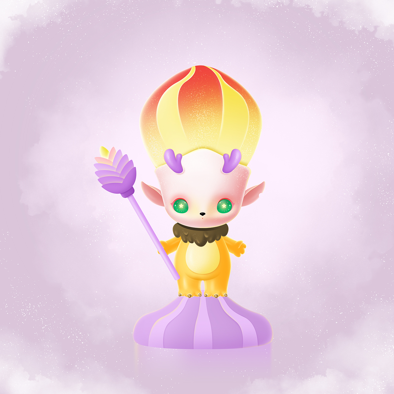 原创潮玩ip设计-小神兽斑格bango-花卉系列