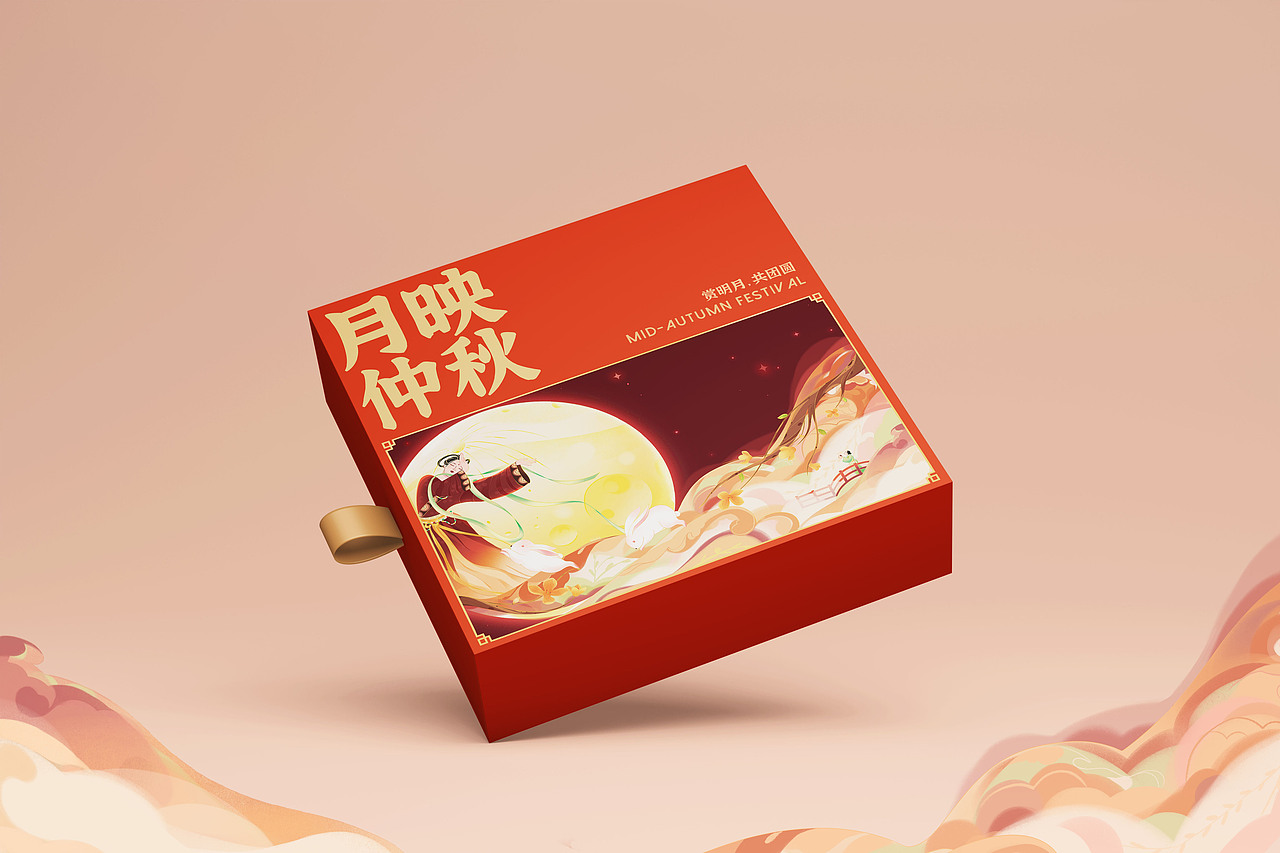 中秋主视觉kv 《月映仲秋》包装插画 节日国风插画