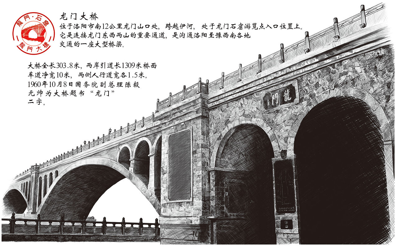 漫画插画丨龙门石窟手绘系列明信片