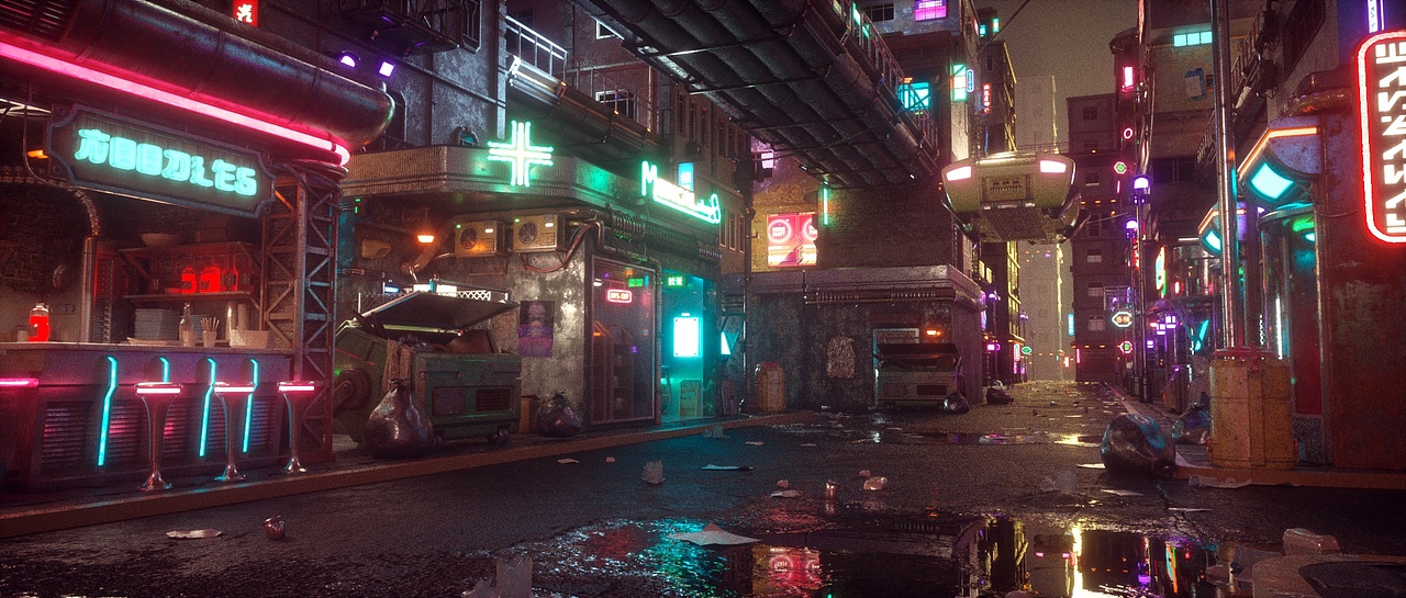 cyberpunk-练习|三维|场景|花漾年华_原创作品-站酷zcool