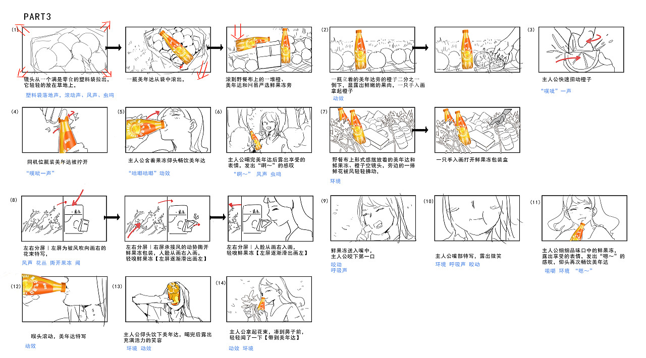 美年达X网易严选 ASMR 《鲜活寻声》分镜