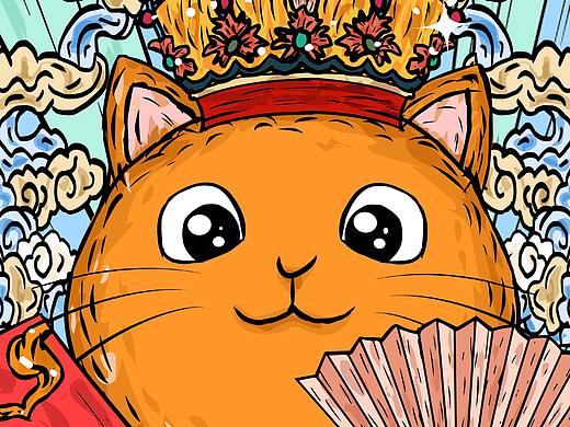 国潮插画设计-暴富橘猫