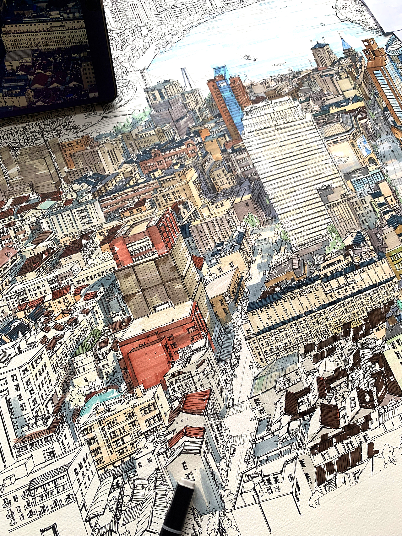 马克笔手绘《上海》_谭泽鸿-站酷zcool