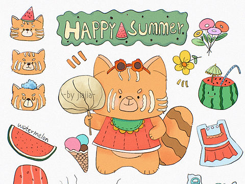 夏日西瓜原创贴纸