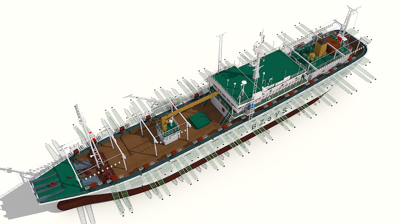 一个渔船建模的动画模型