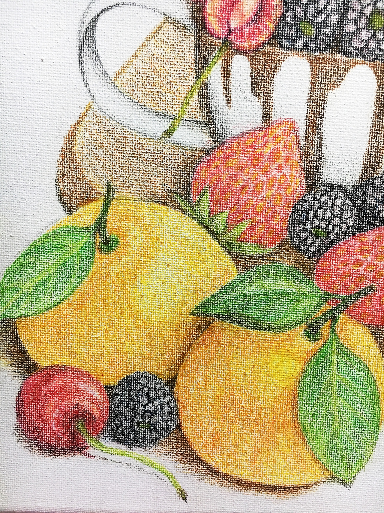 画布彩铅《集美水果》