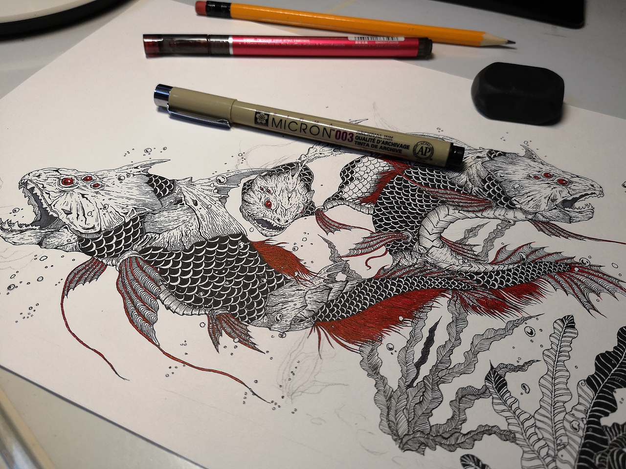 2018.09.26毣柞山海之南山经-即翼山-多怪鱼（图ZMTI5ODMyNjU2） - 绘本 - 站酷设计师毣余原创素材 - 站酷ZCOOL