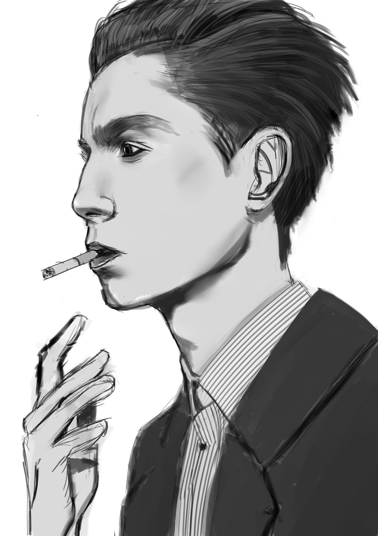 201905月欧美男头 嘴巴鼻子练习|插画|创作习作|小四zcheng - 原创