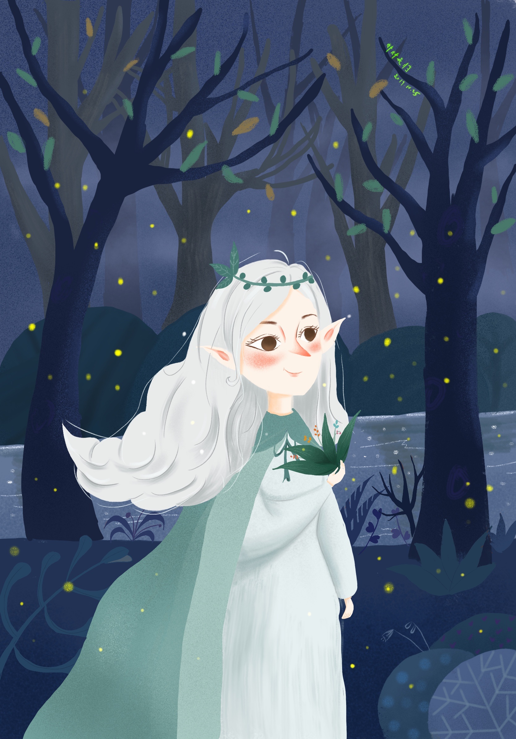 森系小姐姐|插画|儿童插画|叶无归 - 临摹作品 - 站酷 (zcool)