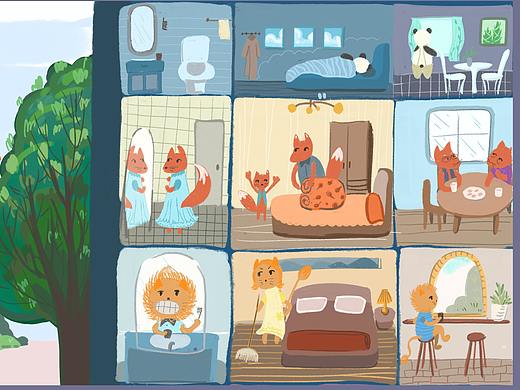 动物们的清晨（个人主页-ZNDY1NzY4NDg=） - 儿童插画 - 站酷设计师冷色调winyang原创素材 - 站酷ZCOOL