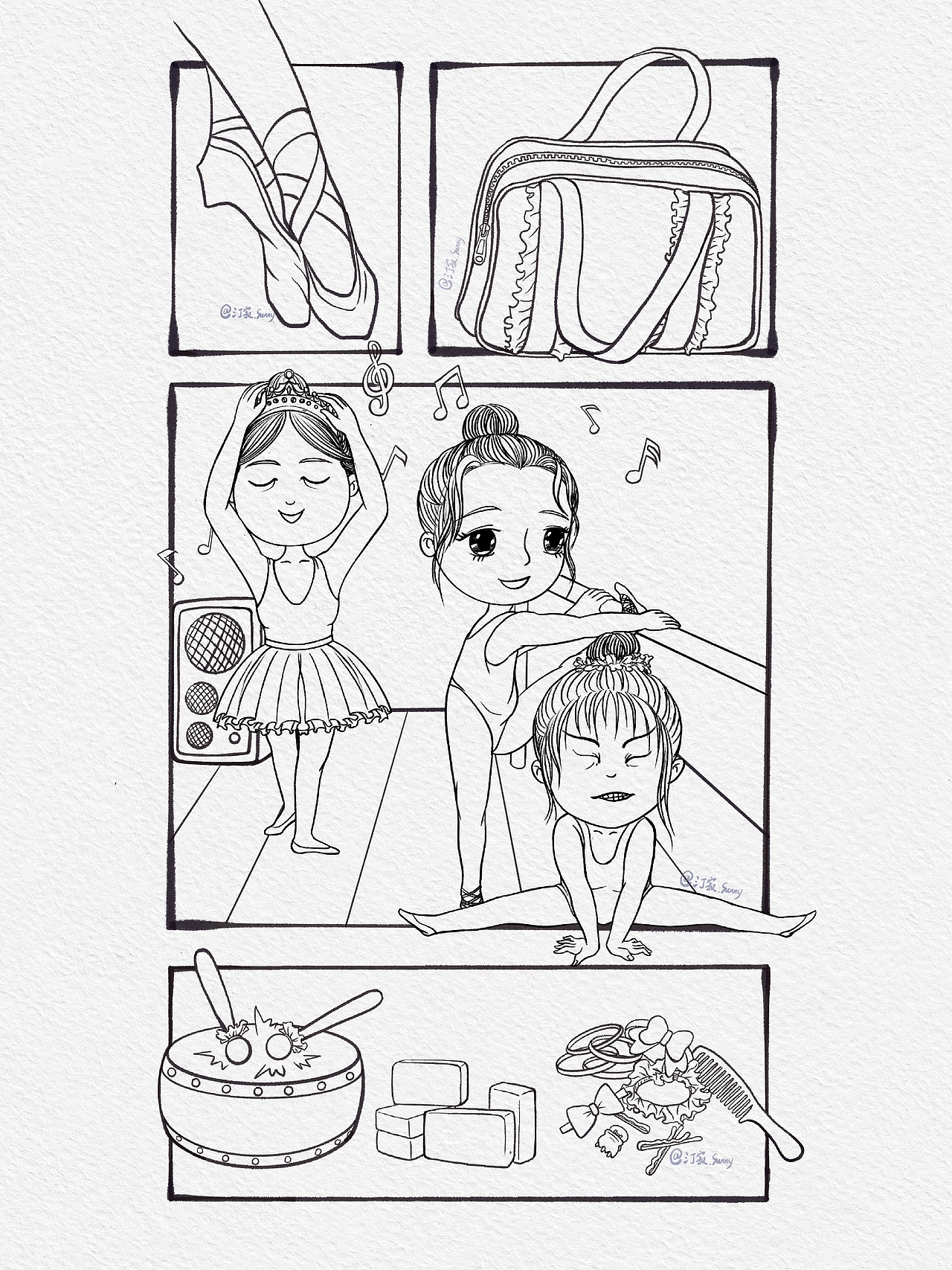 分镜插画：自信的跳舞女孩们（图ZMjk4MzYyMzY4） - 新锐潮流插画 - 站酷设计师画画儿汀寂原创素材 - 站酷ZCOOL