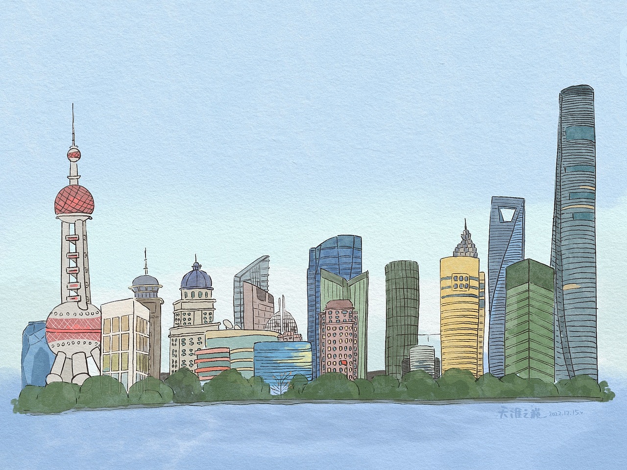 以簡單的心，赴生活的約 | 手繪城市-魔都（1-12/365）（圖ZMzI1OTg2ODAw） - 創(chuàng)作習(xí)作 - 站酷設(shè)計(jì)師畫畫滴天涯原創(chuàng)素材 - 站酷ZCOOL