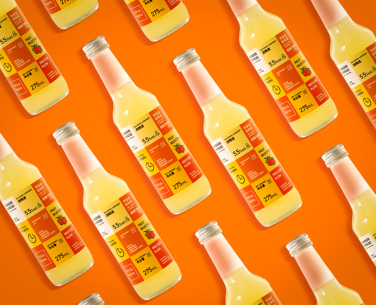 YoYo&Sophie四种口味果酒视觉包装设计