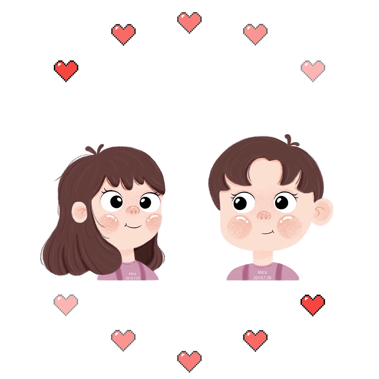 猪宝情侣（图ZMTY5MDU5NDg0） - 创作习作 - 站酷设计师mica赵原创素材 - 站酷ZCOOL