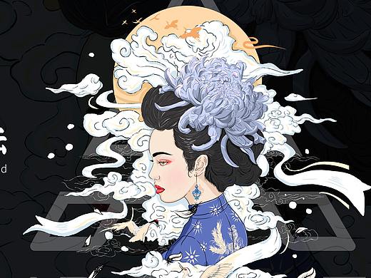 牡丹仕女图&国潮风插画