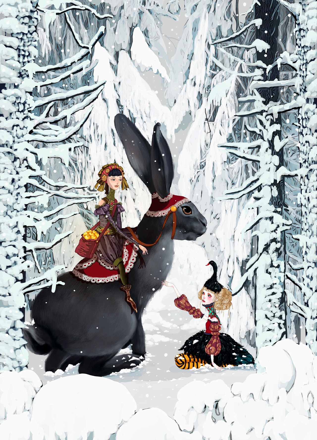 四季之雪国的相遇（图ZMjM1MjU3MTI0） - 艺术插画 - 站酷设计师隐月雾原创素材 - 站酷ZCOOL