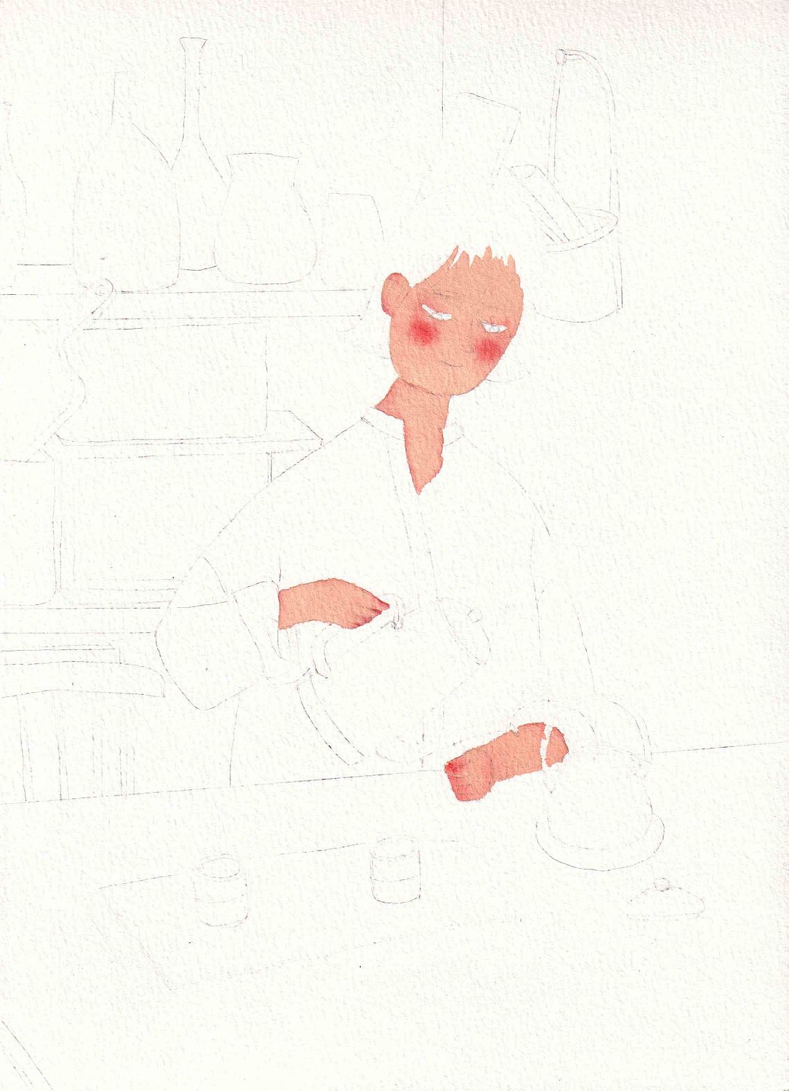 水彩插画【生活不过如此】喝喝茶