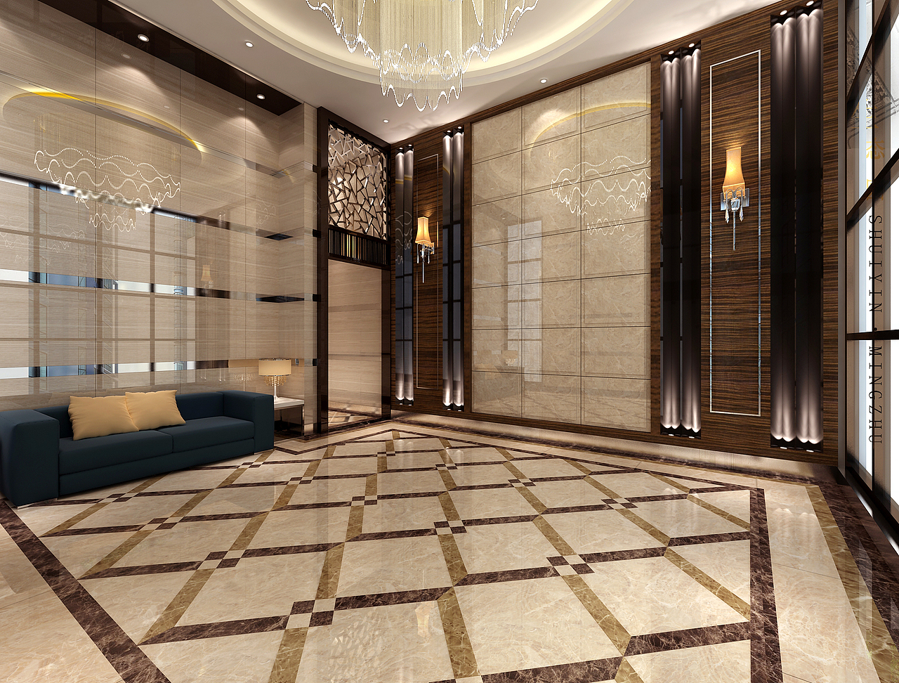 南海依岸康提--电梯大堂（图ZMjk0Mjk1NDg=） - 家装设计 - 站酷设计师LO海原创素材 - 站酷ZCOOL