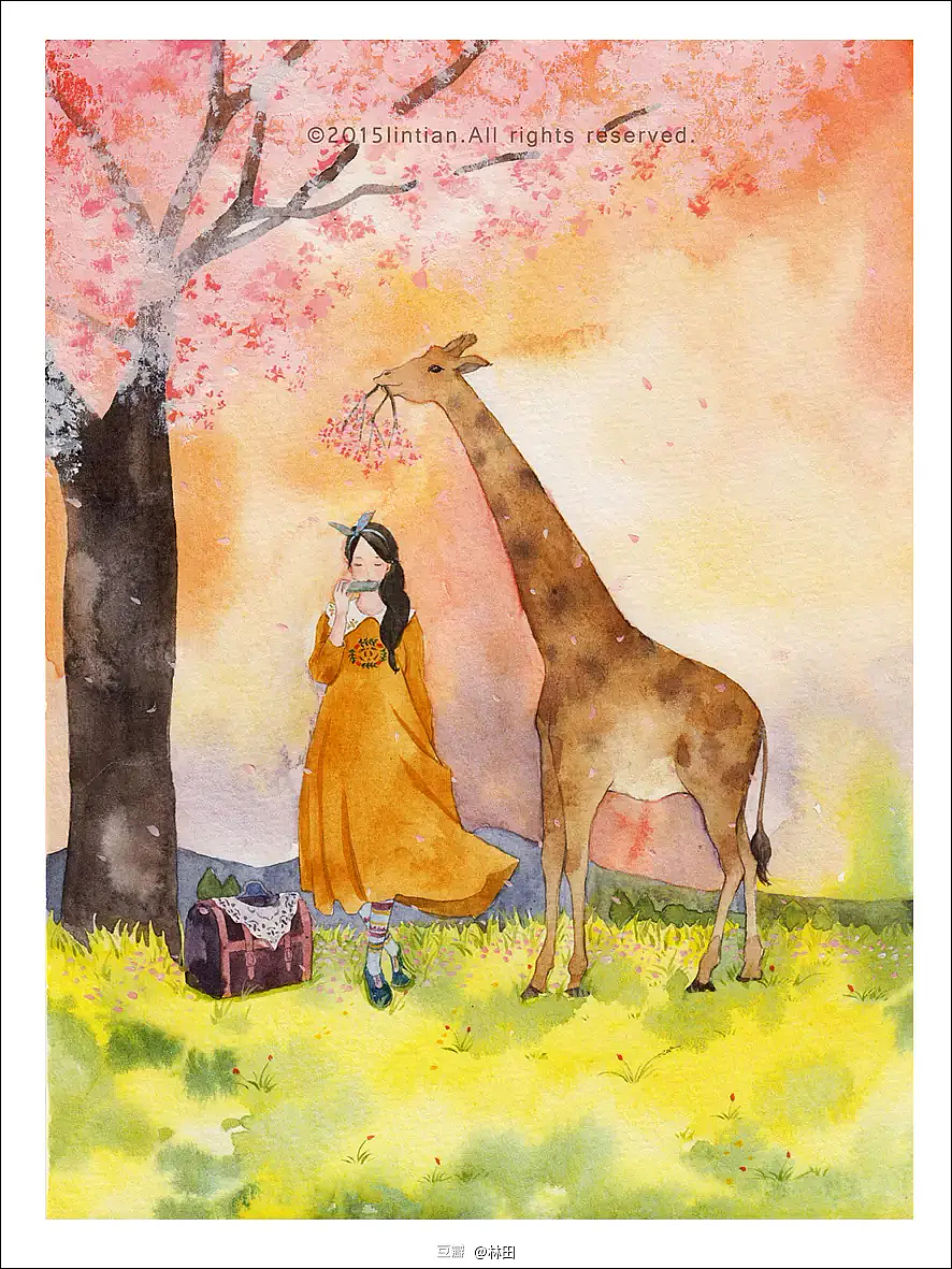 水彩插画｜秋天是会发光的金色（图ZMjczODkzNTA4） - 创作习作 - 站酷设计师林田lisa原创素材 - 站酷ZCOOL