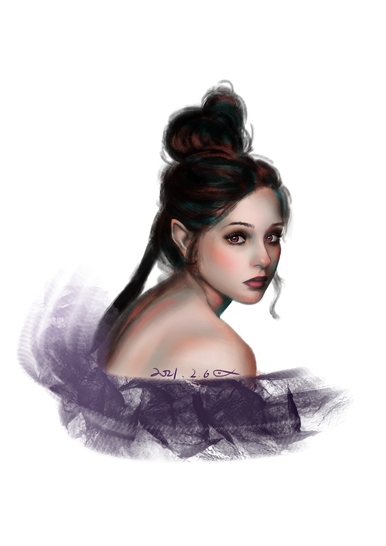 黑白人像-日常厚涂练习（图ZMjUxOTI2MTM2） - 创作习作 - 站酷设计师里牙原创素材 - 站酷ZCOOL