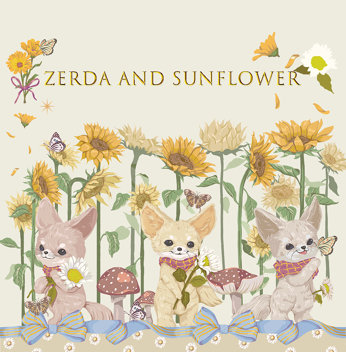 向日葵下的耳廓狐（图ZMjE5NDE0OTY0） - 艺术插画 - 站酷设计师炸鸡不健身原创素材 - 站酷ZCOOL