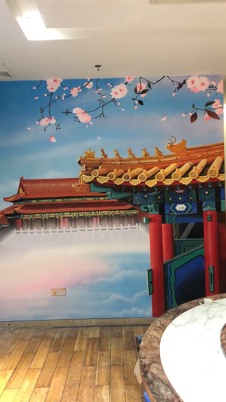 故宫写实手绘墙|插画|商业插画|ys375981157 - 原创作品 - 站酷