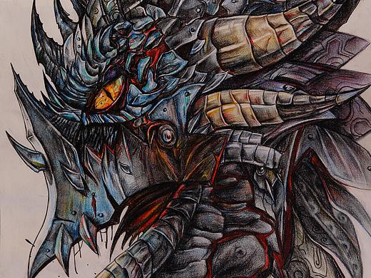 彩铅画 死亡之翼和一只蜥蜴（个人主页-ZMzIxODM2OTY=） - 游戏原画 - 站酷设计师天上一洛原创素材 - 站酷ZCOOL