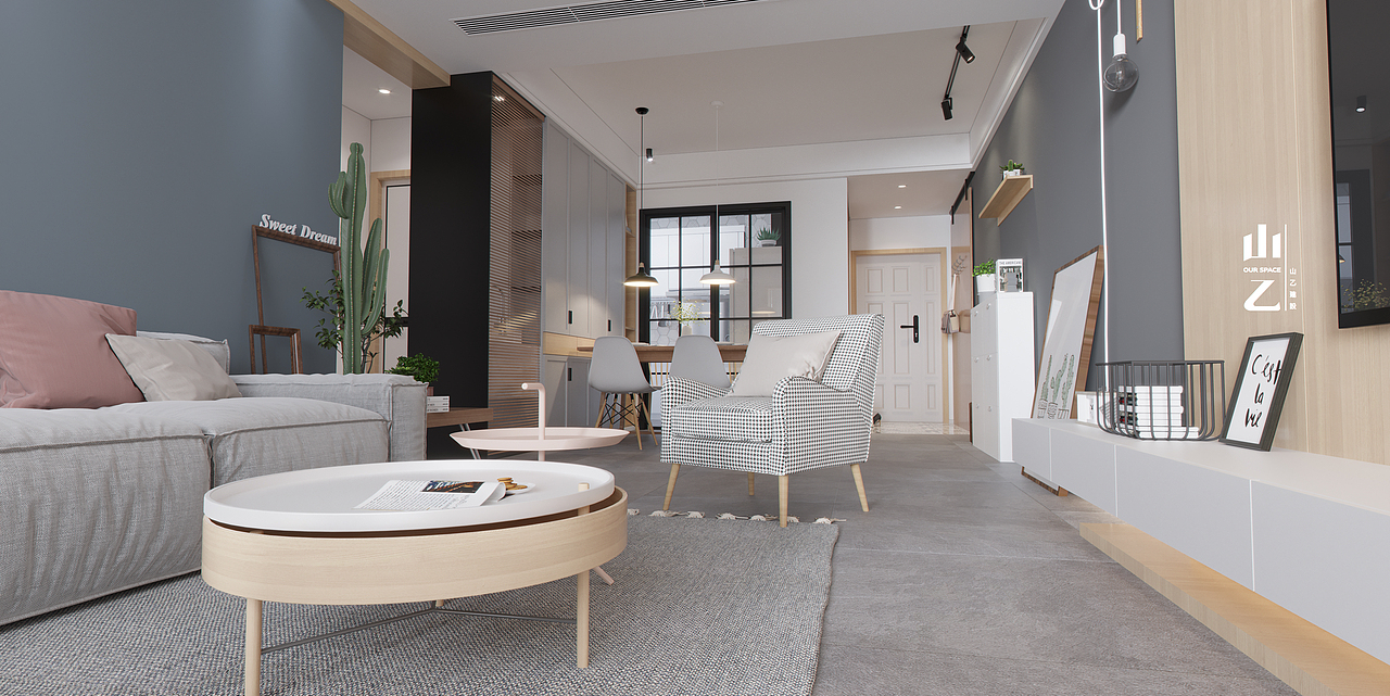 清凉一夏，小北欧平层（图ZMTE0Nzk2MDEy） - 家装设计 - 站酷设计师山乙建設Zzx原创素材 - 站酷ZCOOL