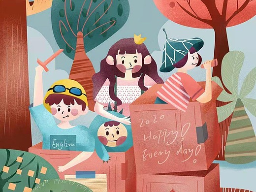 手绘鼠绘板绘卡通简约可爱ps肌理插画画画作品