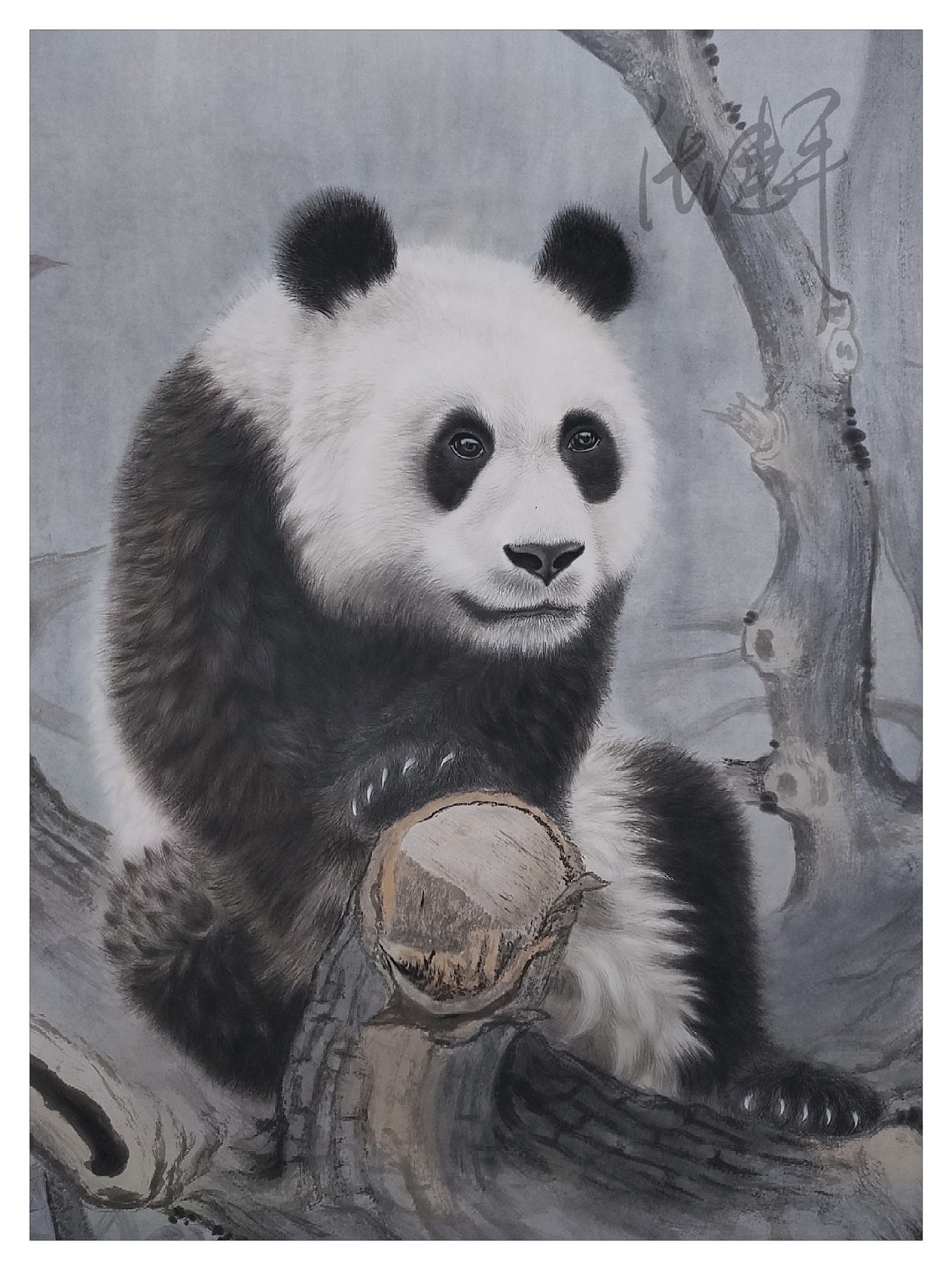 工笔重彩 插画形式 《嬉戏之熊猫系列》-纸本彩墨|纯艺术|绘画|萌萌的淡蓝西瓜 - 原创作品 - 站酷 (ZCOOL)