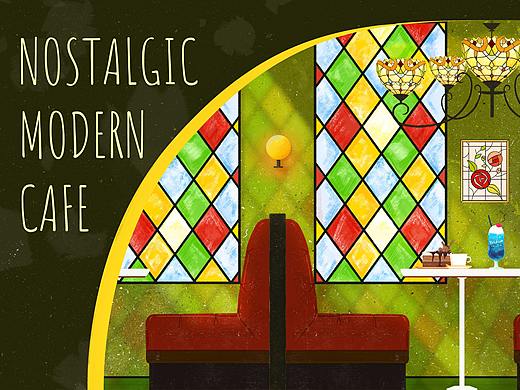 插畫-昭和風摩登咖啡店（個人主頁-ZNTcxNjIxMzI=） - 藝術插畫 - 站酷設計師阿飛熊原創(chuàng)素材 - 站酷ZCOOL