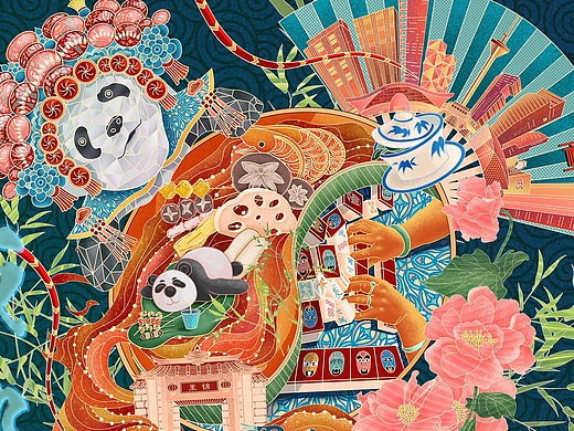 城市文创系列插画-成都